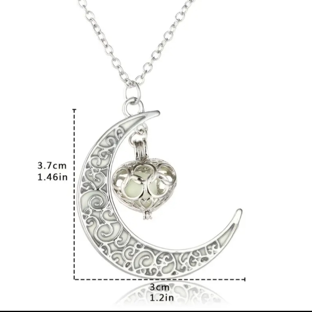 New Moon Love Luminous Pendant Necklace Glow Trendy Jewelry Holiday Style - Picture 3 of 3
